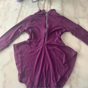 Purple Ribbed Long Sleeve Top
